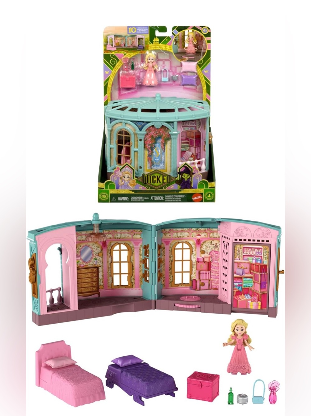 Wicked Movie So Popular Dorm small doll playset w/ 3 play spaces & 9 accessoires
